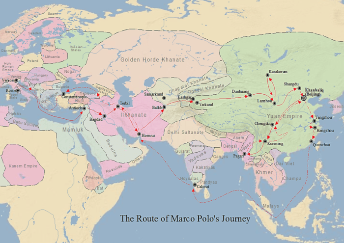 Expanse traveled by marco polo