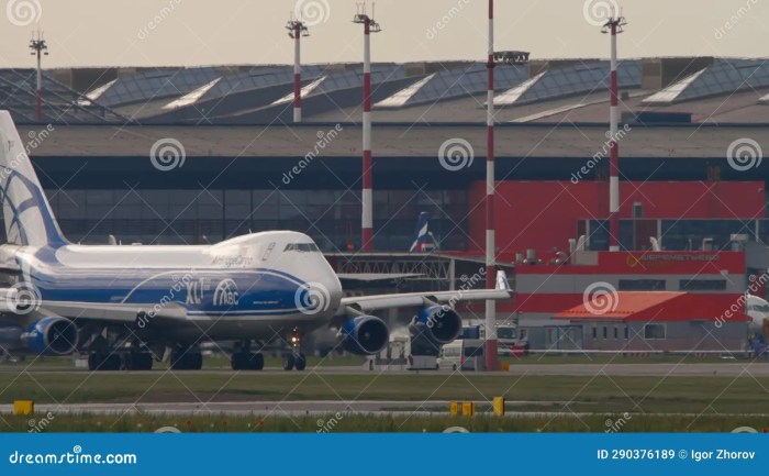 A jumbo jet taxiing down the runway