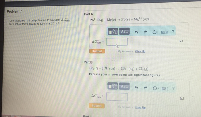 Use the tabulated half cell potentials to calculate