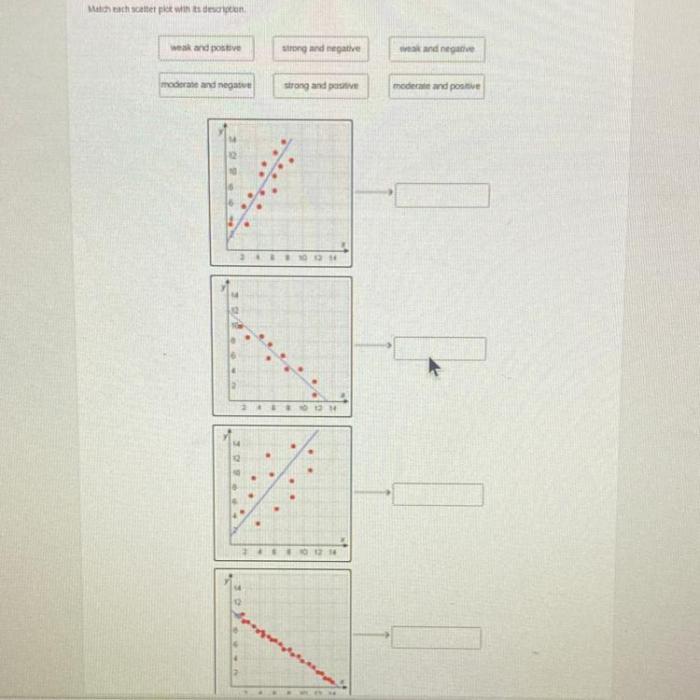 Match each graph with a description of its correlation.